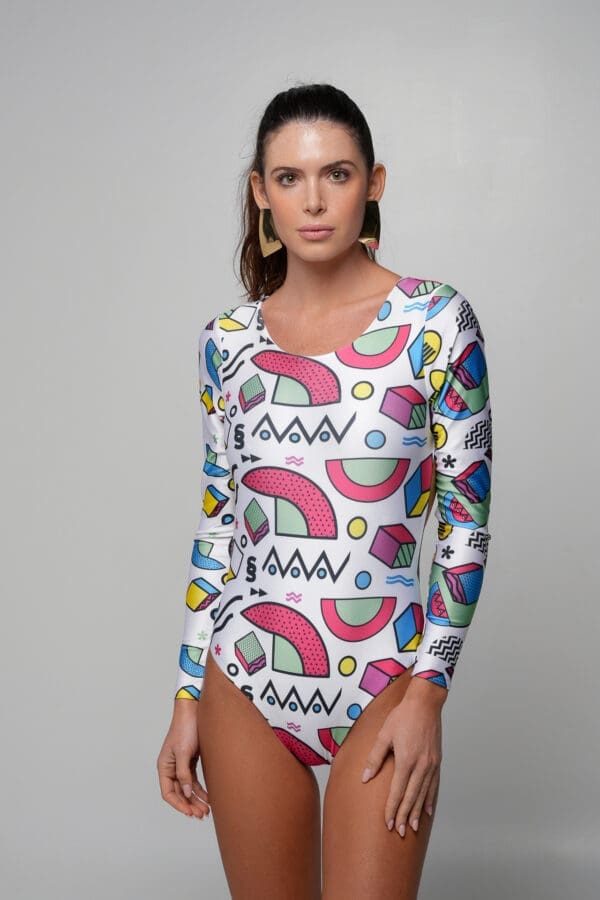 Frida Geometric Long Sleeve One Piece