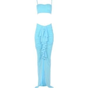Amelie Aqua Ruffle Top & Skirt Set
