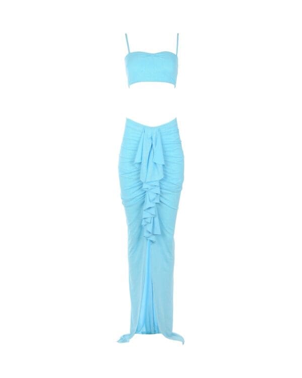 Amelie Aqua Ruffle Top & Skirt Set