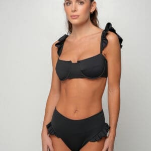 Noir Ruffle Balconette High Rise Bikini