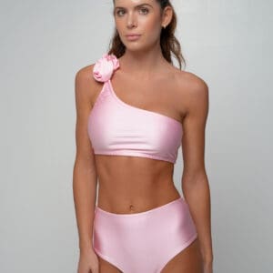 Pink Pearl Rose One Shoulder Bikini