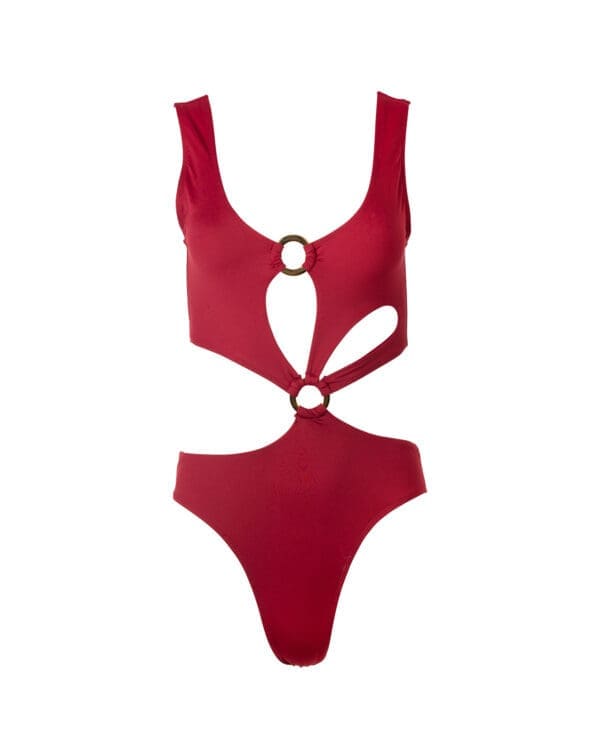 Burgundy Eclipse Cut Out One Piece - Image 3